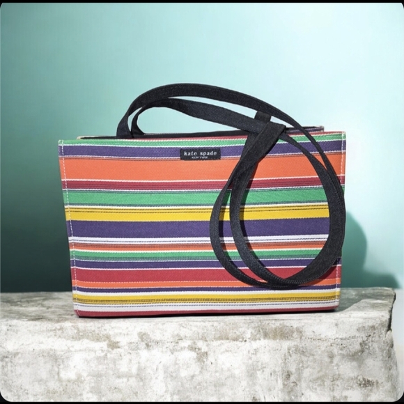 kate spade Handbags - Kate Spade Vintage New York Striped Canvas Tote Bag.